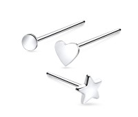 3 Silver Nose Stud Sets NSK-SET-1105